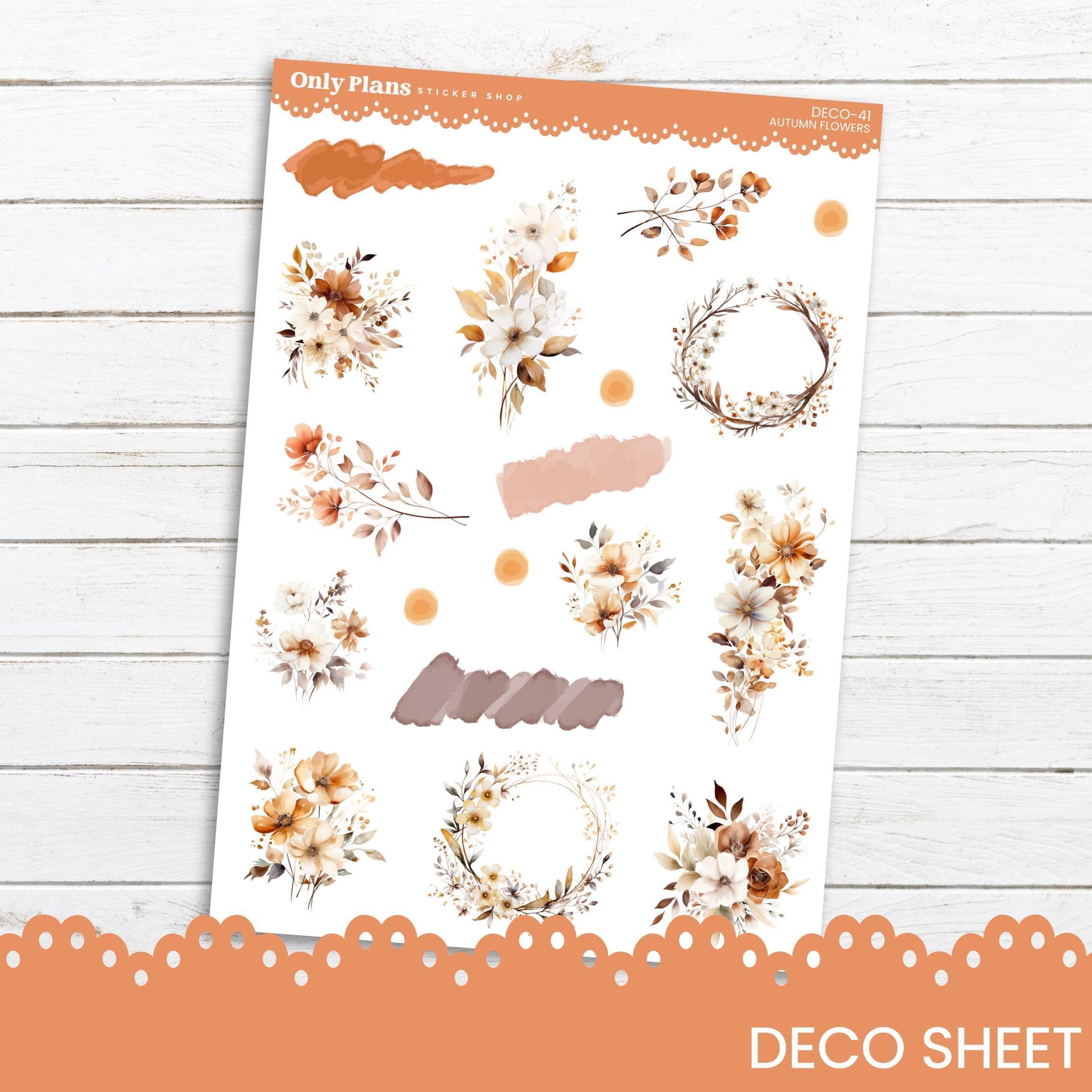 a sheet of paper with flowers and leaves on it