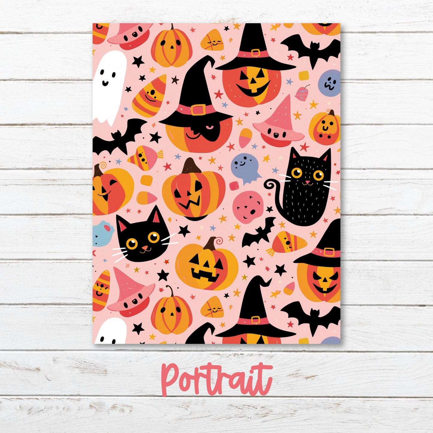 a halloween card with cats and pumpkins on it