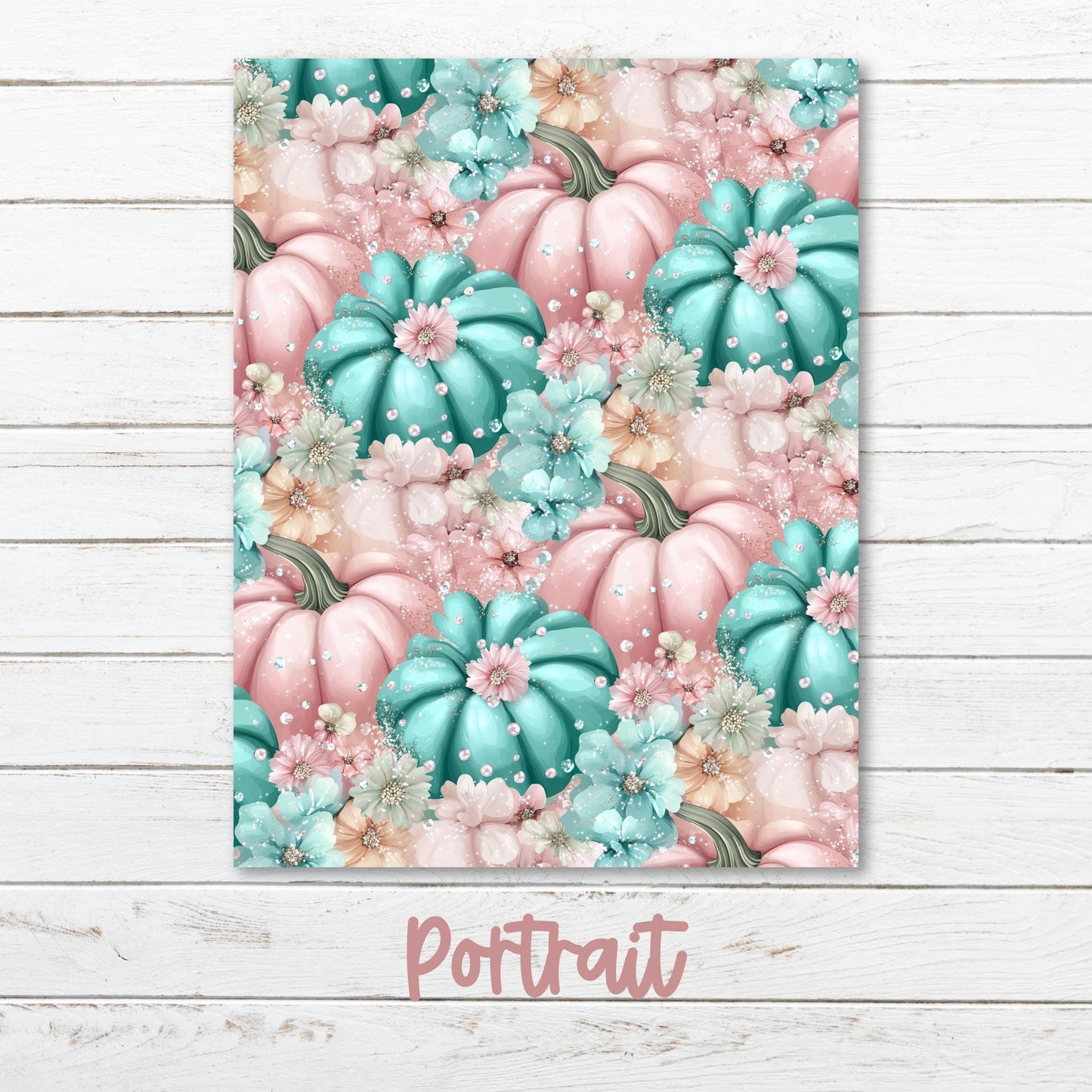 a picture of pumpkins and flowers on a wooden background