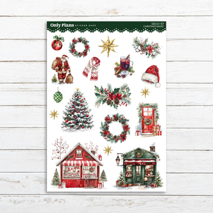 a sheet of stickers with christmas decorations