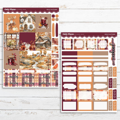 a set of planner stickers with autumn scenes