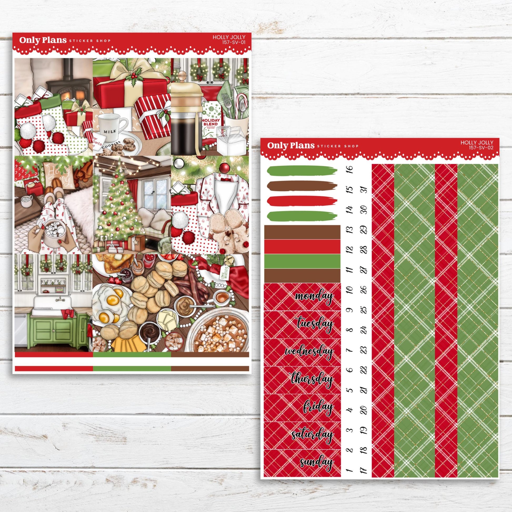 a christmas themed planner sticker and a christmas themed planner sticker