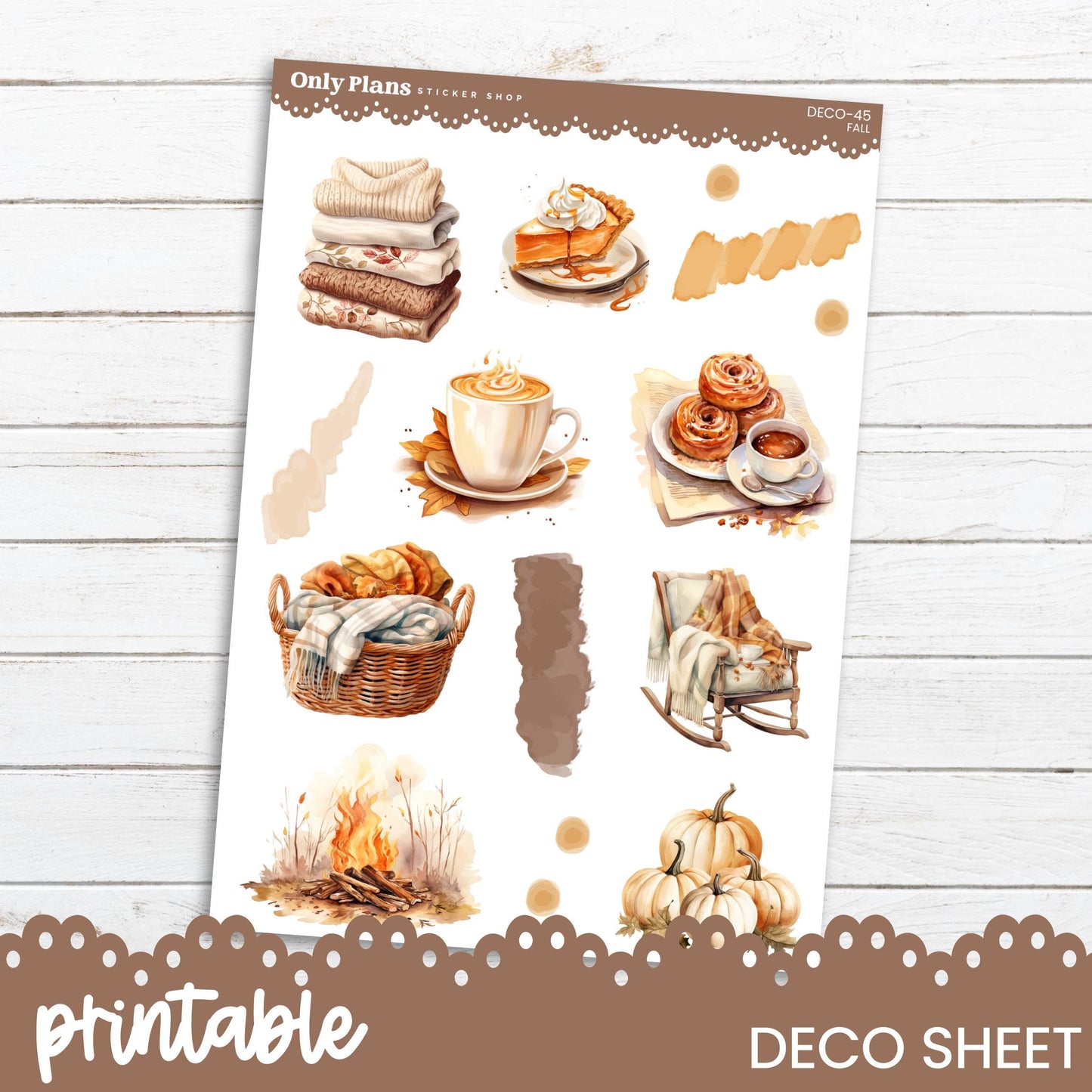 a sticker sheet of coffee and pastries