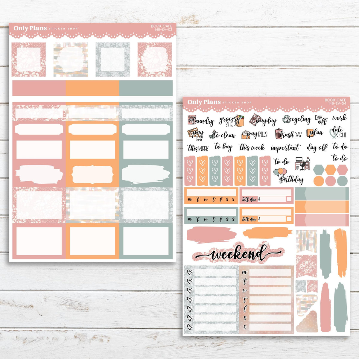 Sticker For Plan Printable Weekly Sticker Kit 149 - Book Cafe – Only Plans Sticker Shop