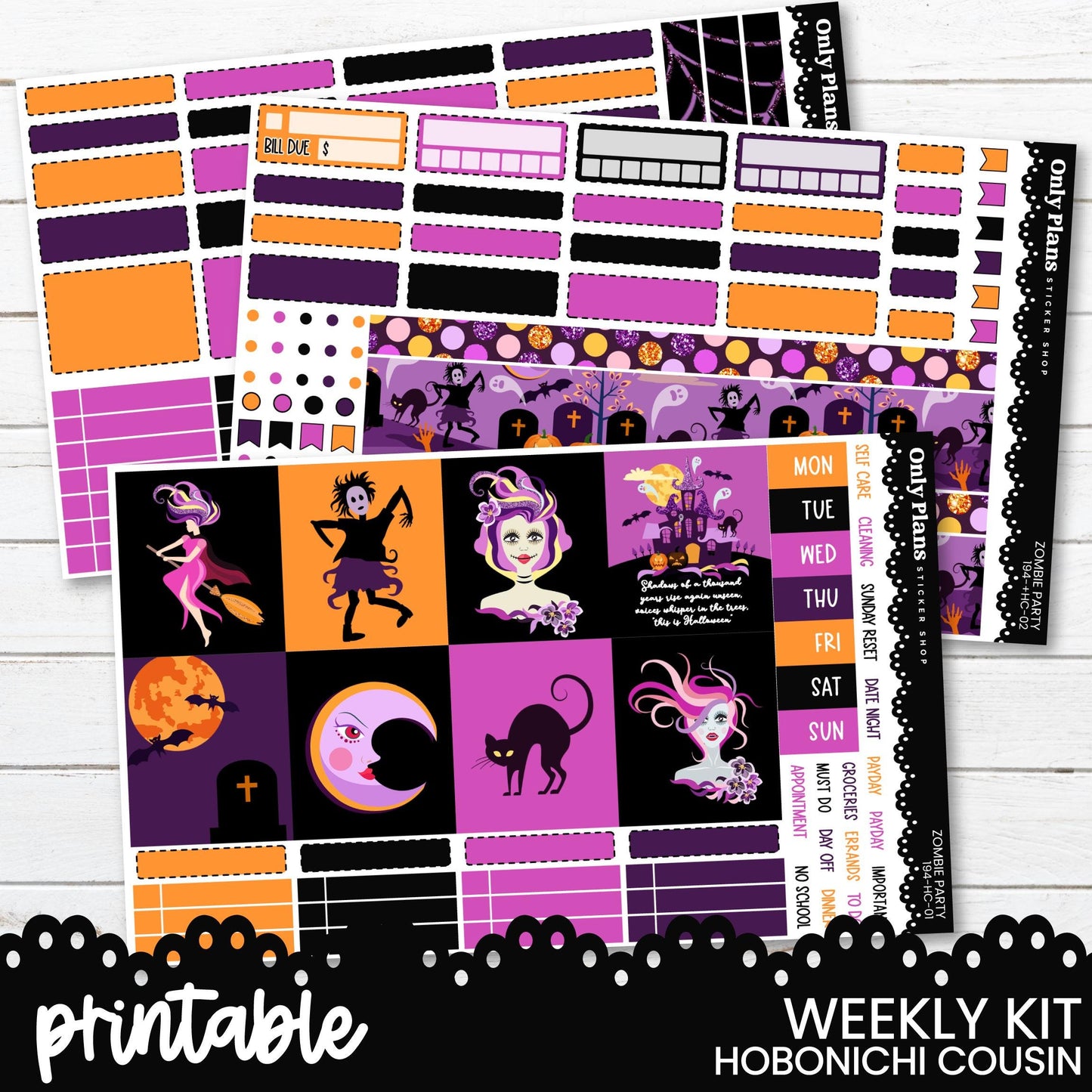 a printable halloween planner sticker kit