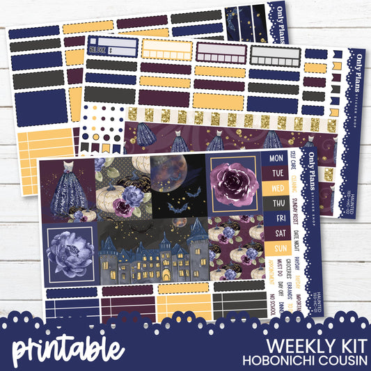 a purple and yellow planner sticker kit