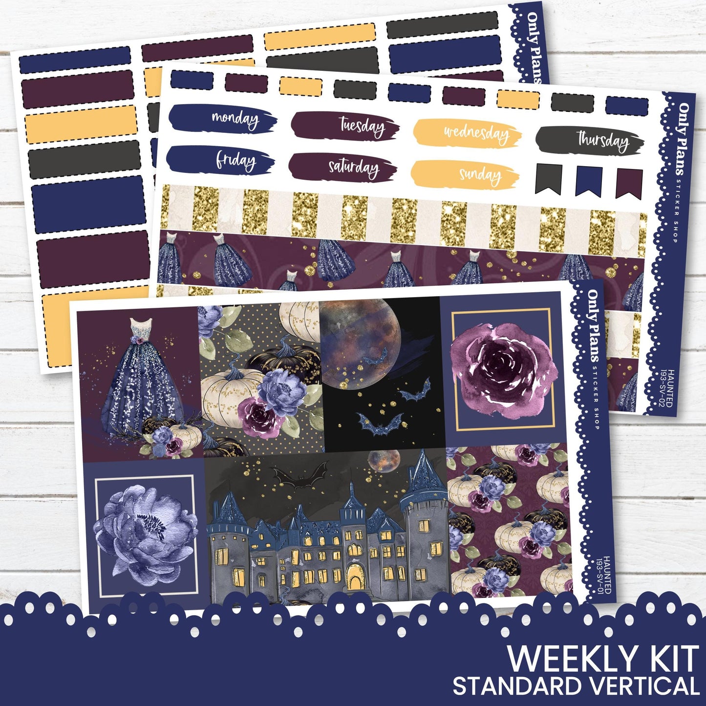 a set of planner stickers with a purple and blue theme