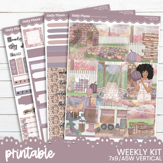 a set of planner stickers with a woman in a garden