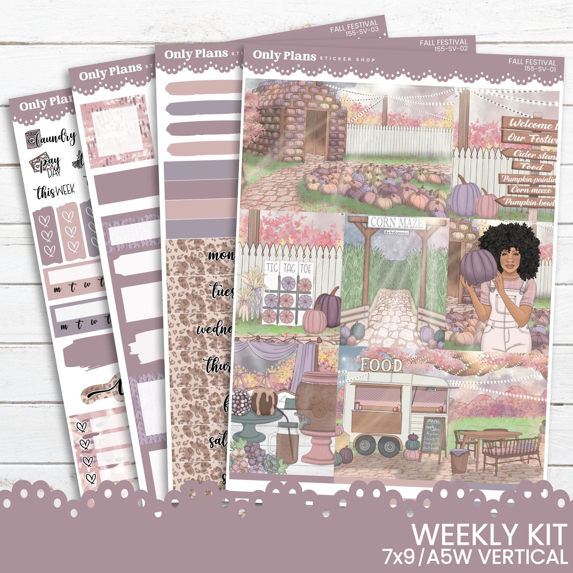 a set of planner stickers with a woman in a garden