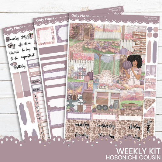 a set of three planner stickers with a woman in the kitchen