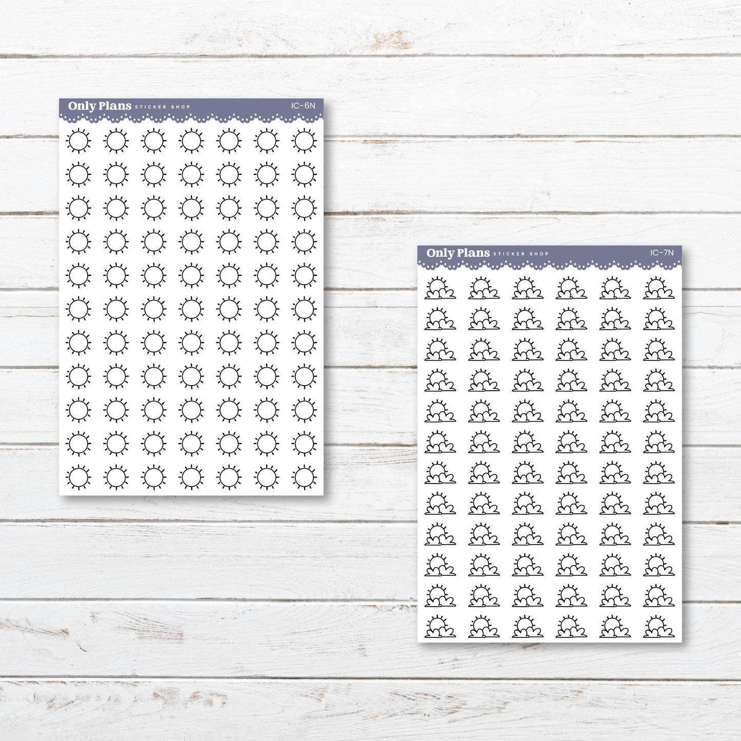 Printable Weather Icons - Black & White