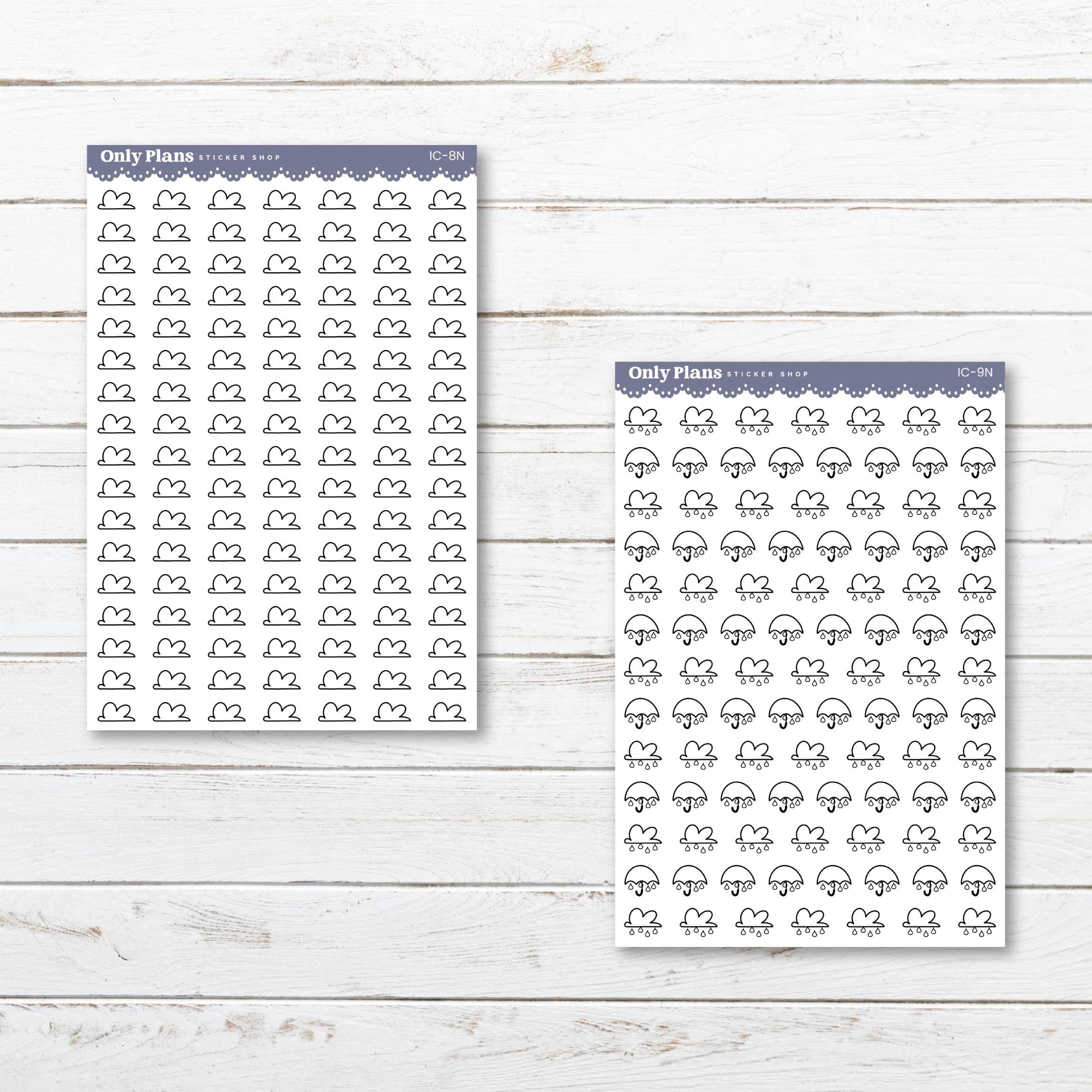 two planner stickers with a white background