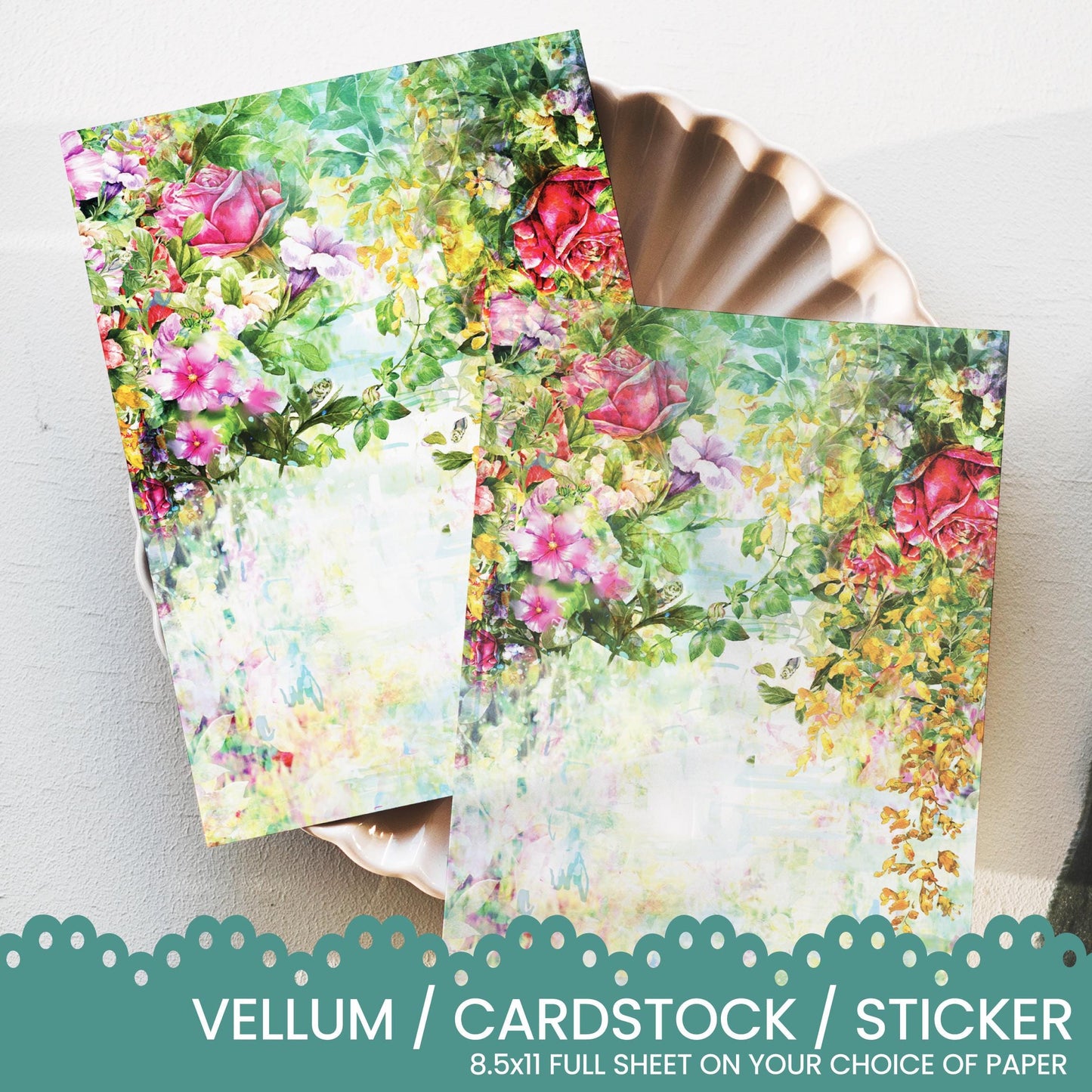 two cardstocks with a picture of flowers on them