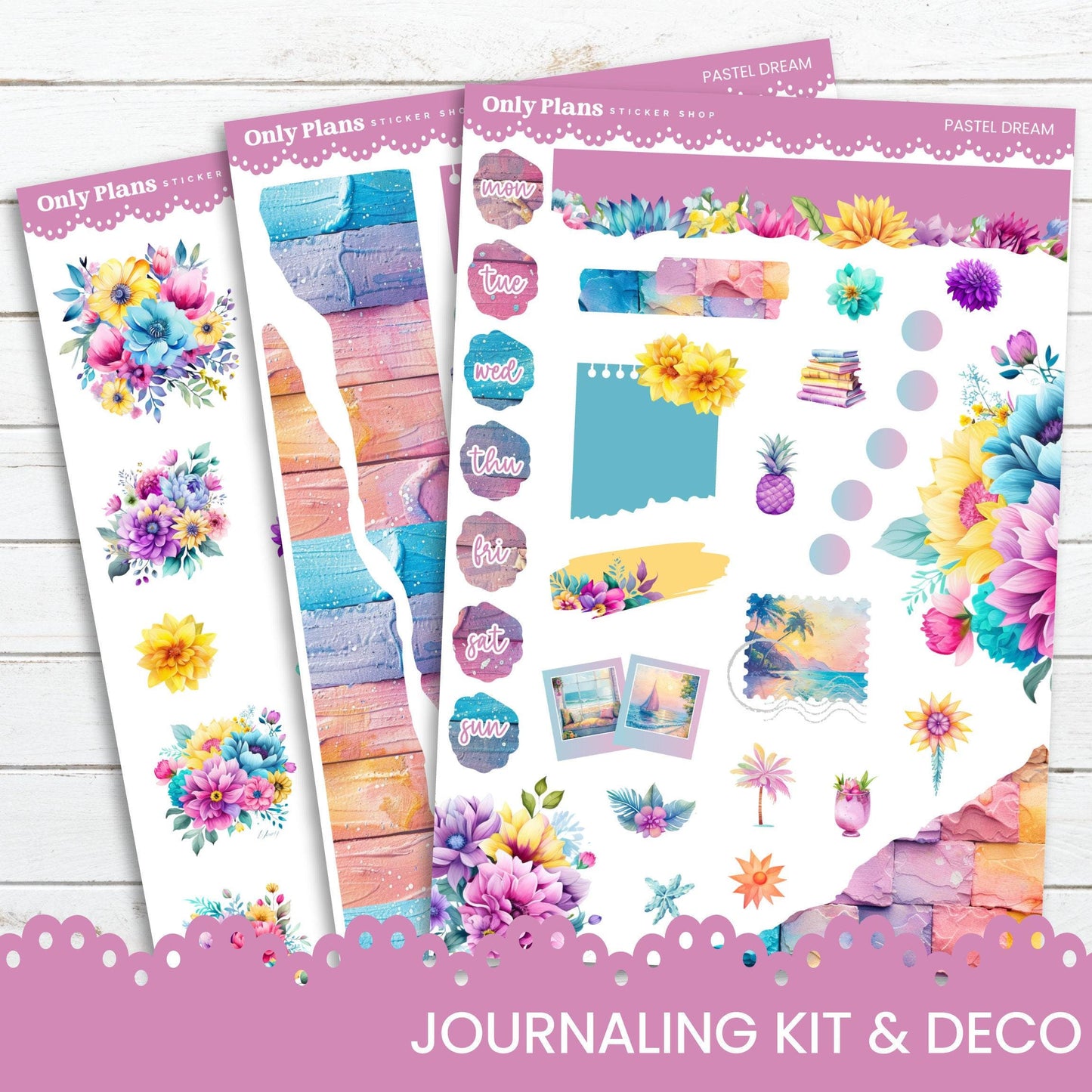 a sticker sheet with colorful flowers on it