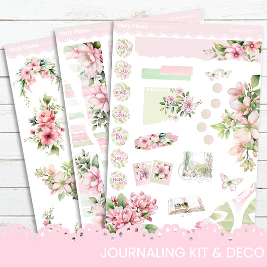 a sheet of paper with pink flowers on it