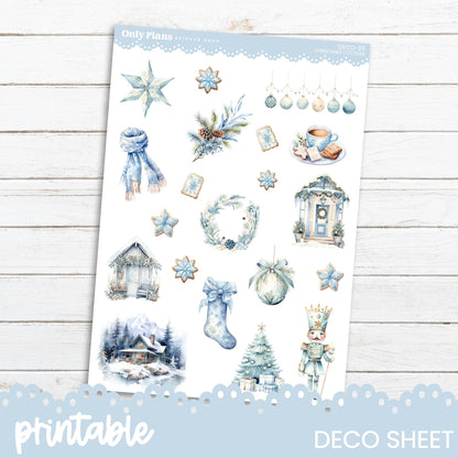 a sheet of stickers with christmas decorations