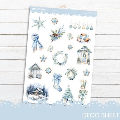 a sheet of stickers with christmas decorations