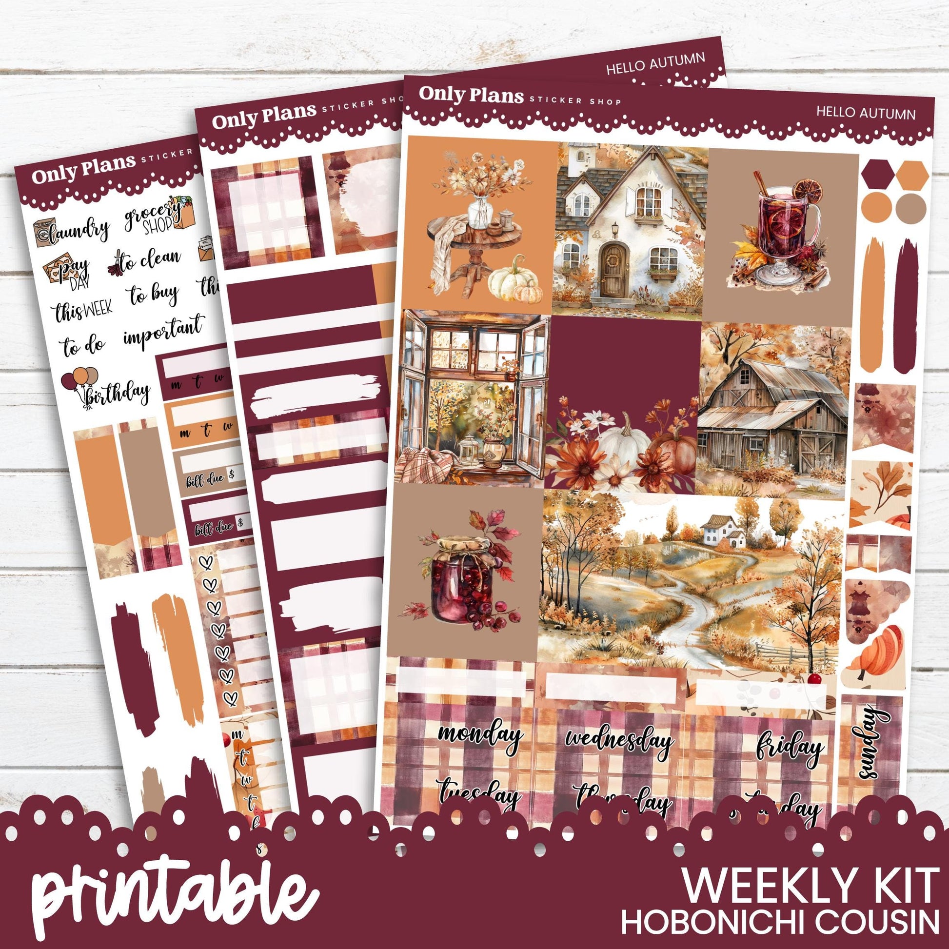 the printable weekly kit includes a fall theme