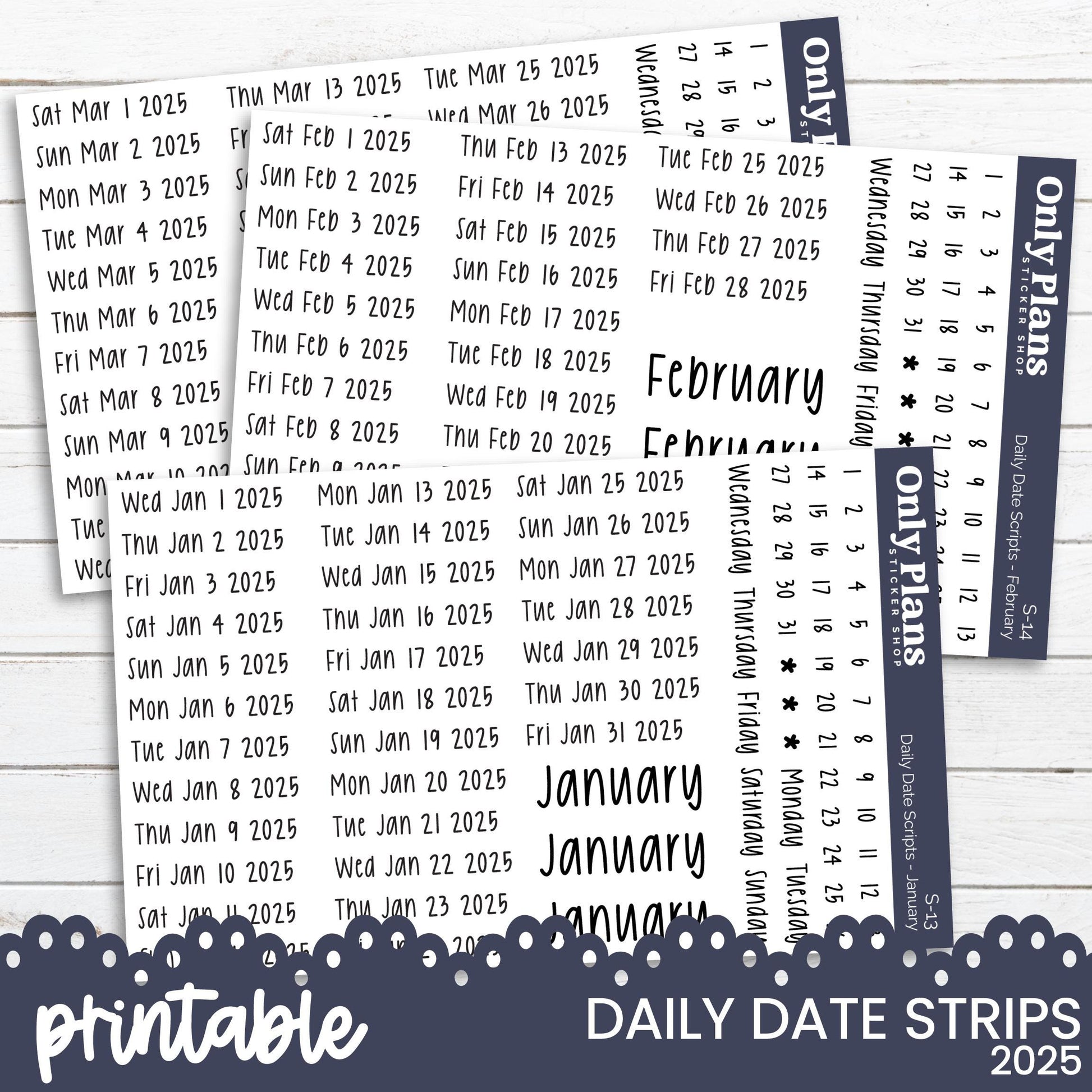 printable daily date sheets for the new year