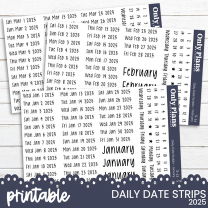 printable daily date sheets for the new year