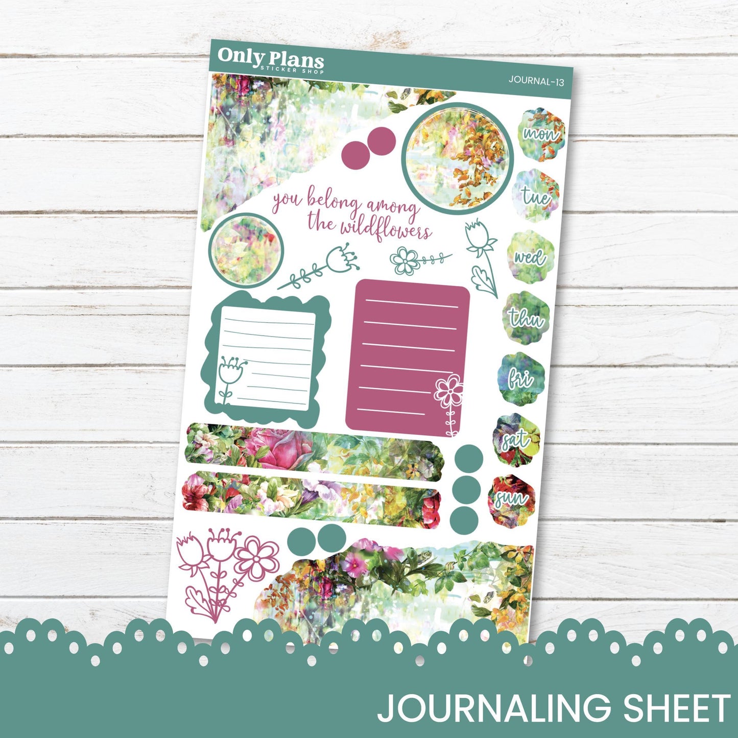 a sticker sheet with flowers on it