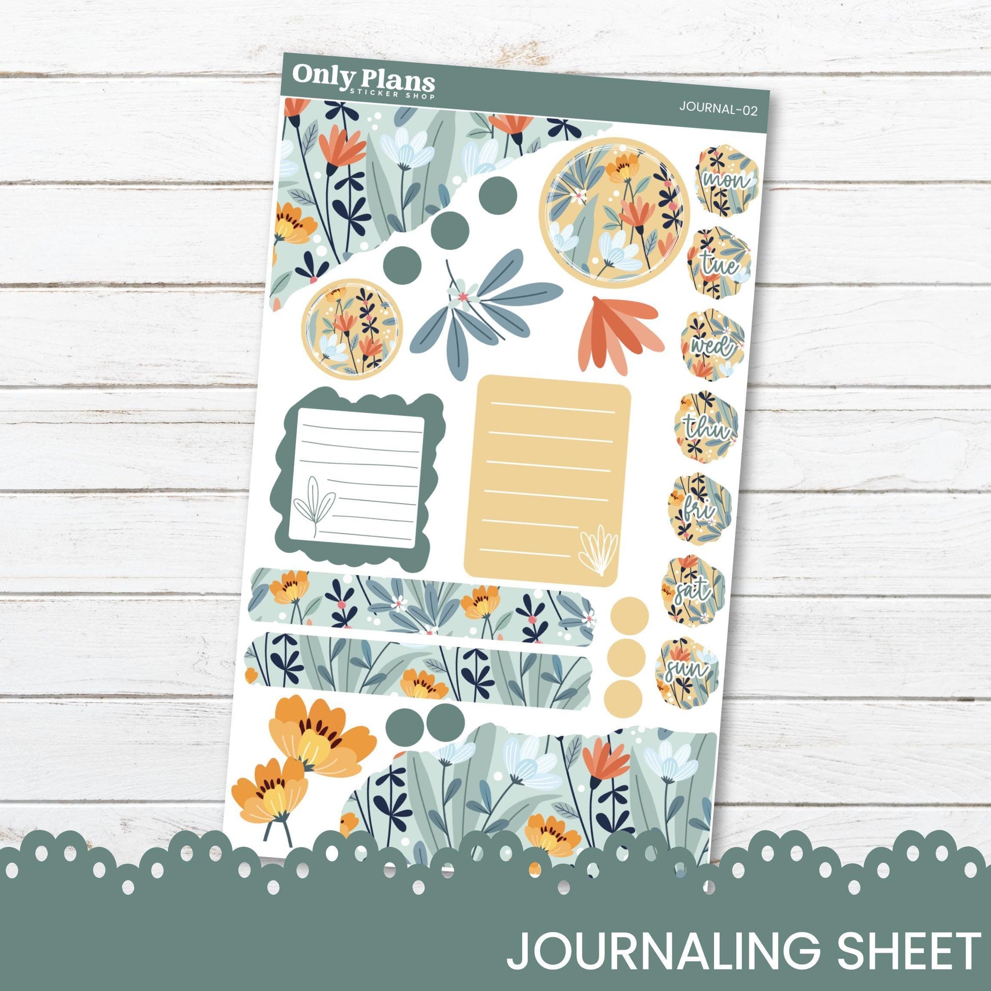 a sticker sheet with flowers and leaves on it