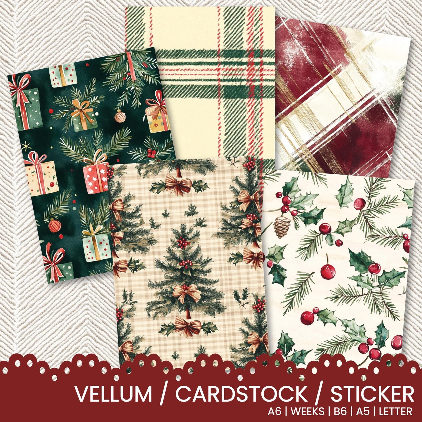 a collection of christmas themed papers