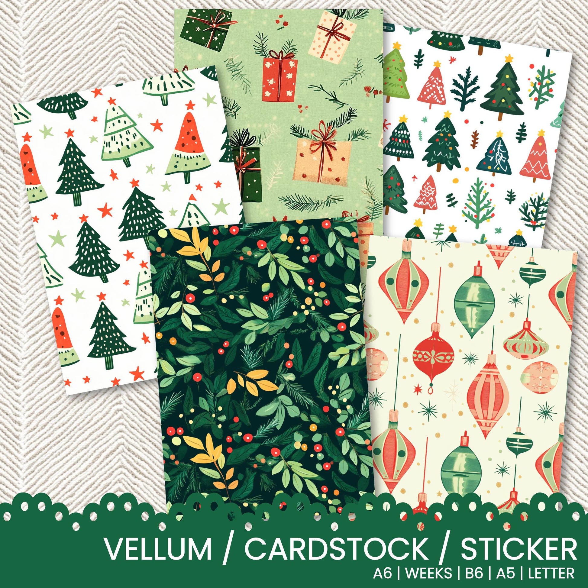 a collection of christmas cardstock and stickers