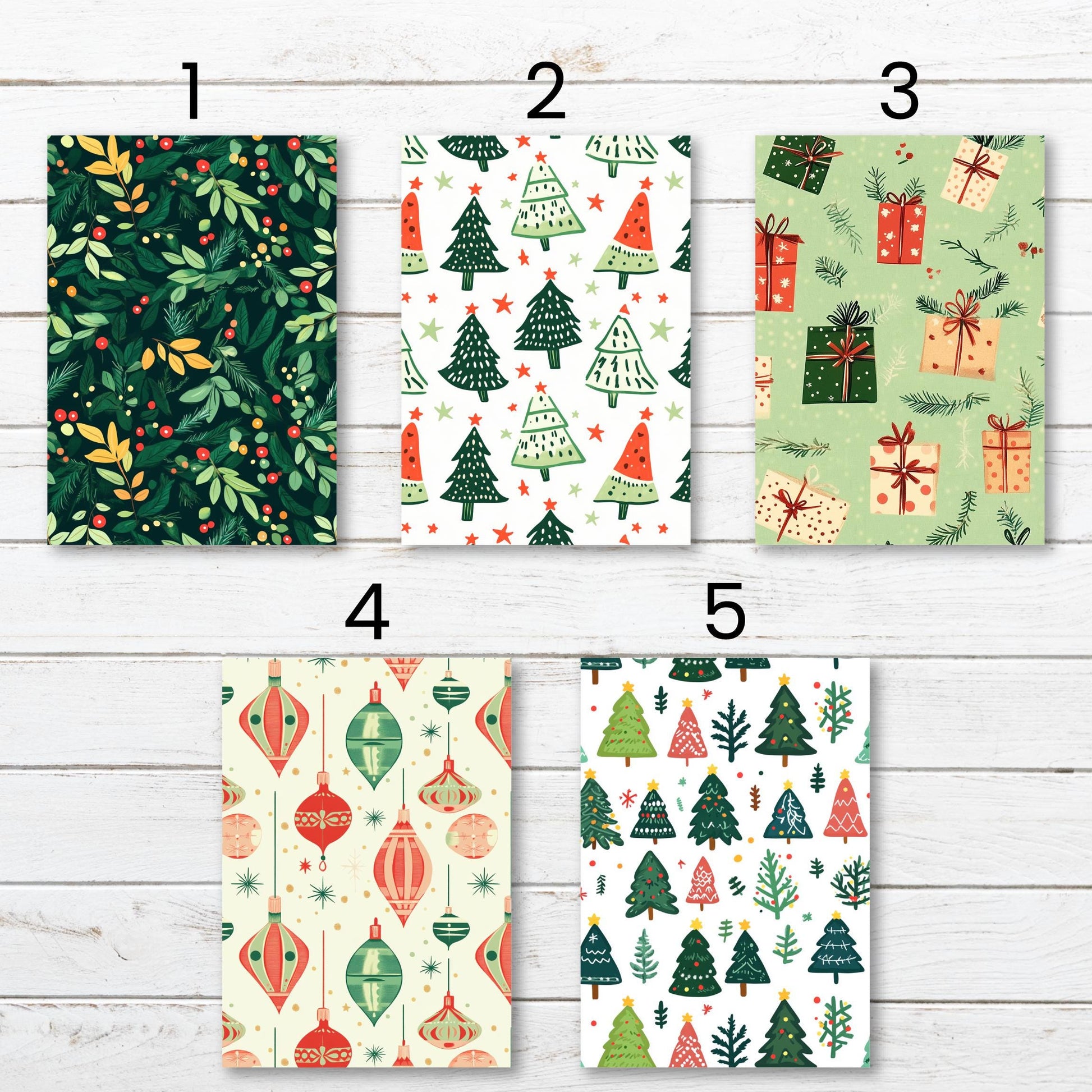 a set of four christmas cards with different designs